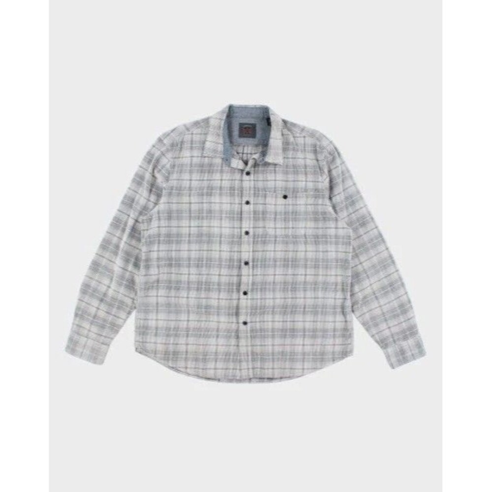 Legacy Copper & Oak Men's Teen Sleeve Plaid Corduroy Button Up Shirt Gray XL